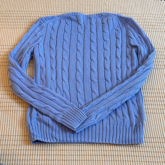 Polo by Ralph Lauren Womens Light Blue Cable Knit Crewneck Sweater - Picture 6 of 6
